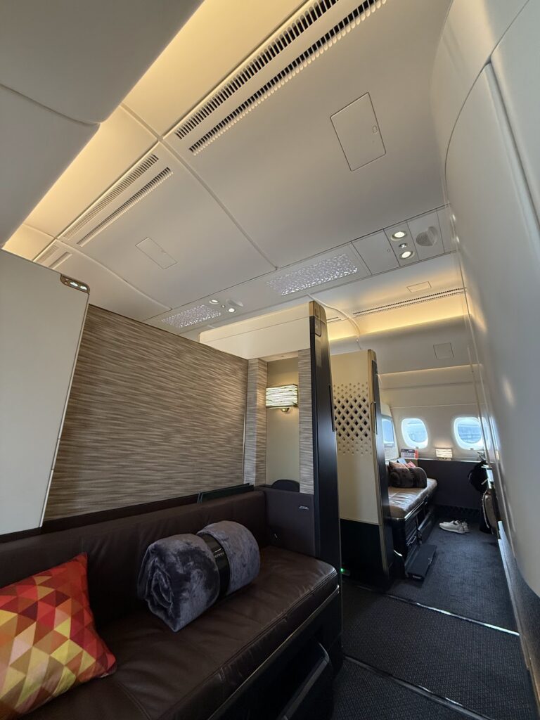 Upper deck lounge area inside Etihad A380 Apartments cabin
