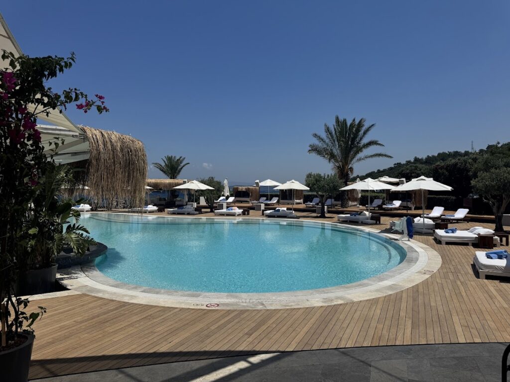 Susona Bodrum pool deck with loungers and umbrellas