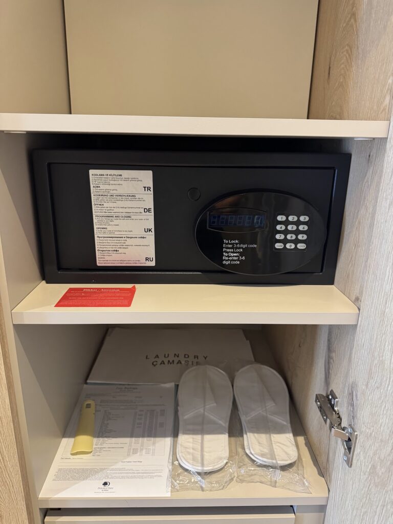 Room safe and laundry amenities in DoubleTree Bodrum