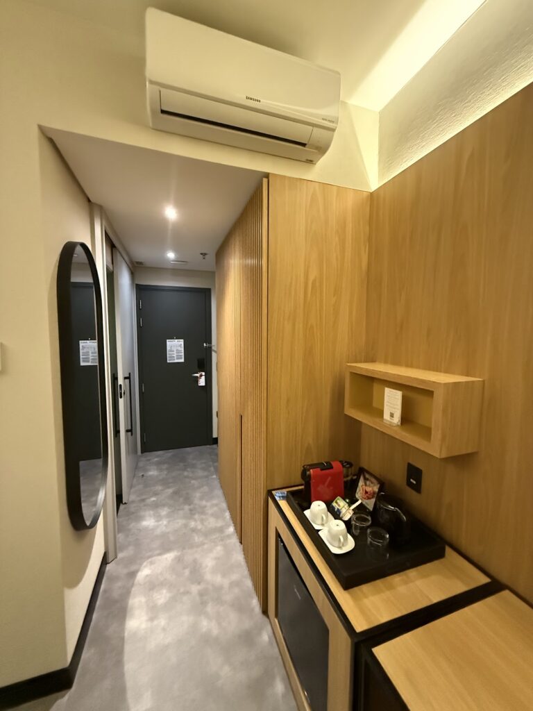 Room entrance corridor with AC unit, mirror, entryway