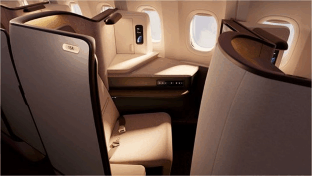 Aria Suite window seat on a refitted Cathay Pacific business class cabin