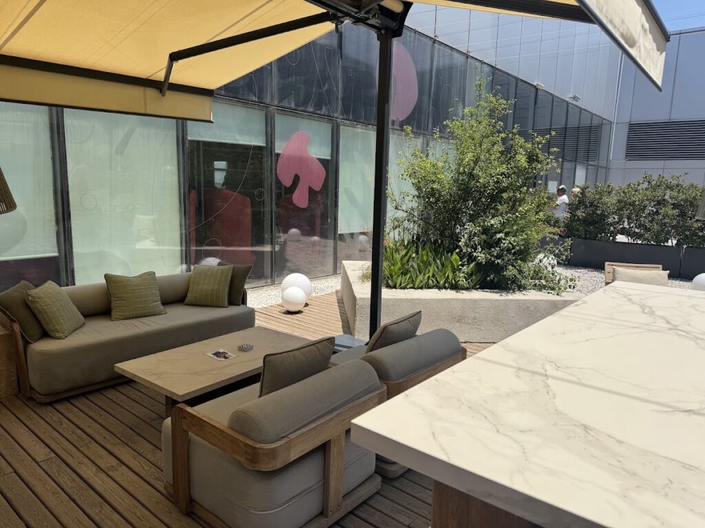 Prime Class Lounge outdoor terrace with shade