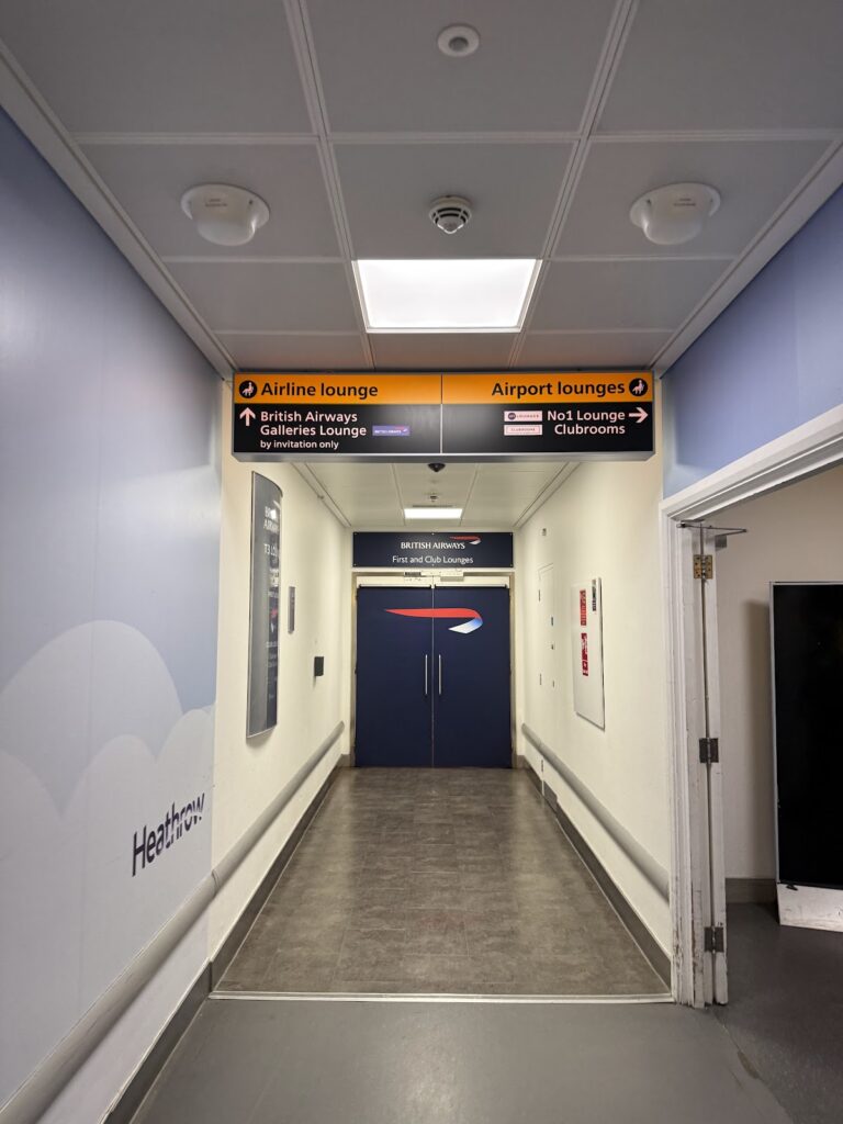 British Airways Galleries Lounge entrance corridor