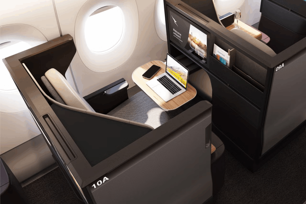 Mock-up of a business class seat on the Qantas A350-1000ULR (source: Qantas)