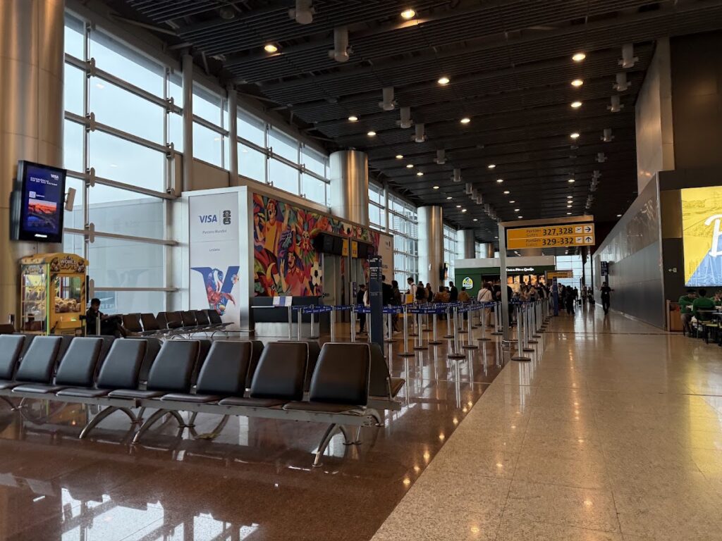 São Paulo Guarulhos airport departure hall with seating
