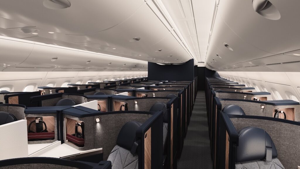 BA new First Class suites with privacy partitions and wood