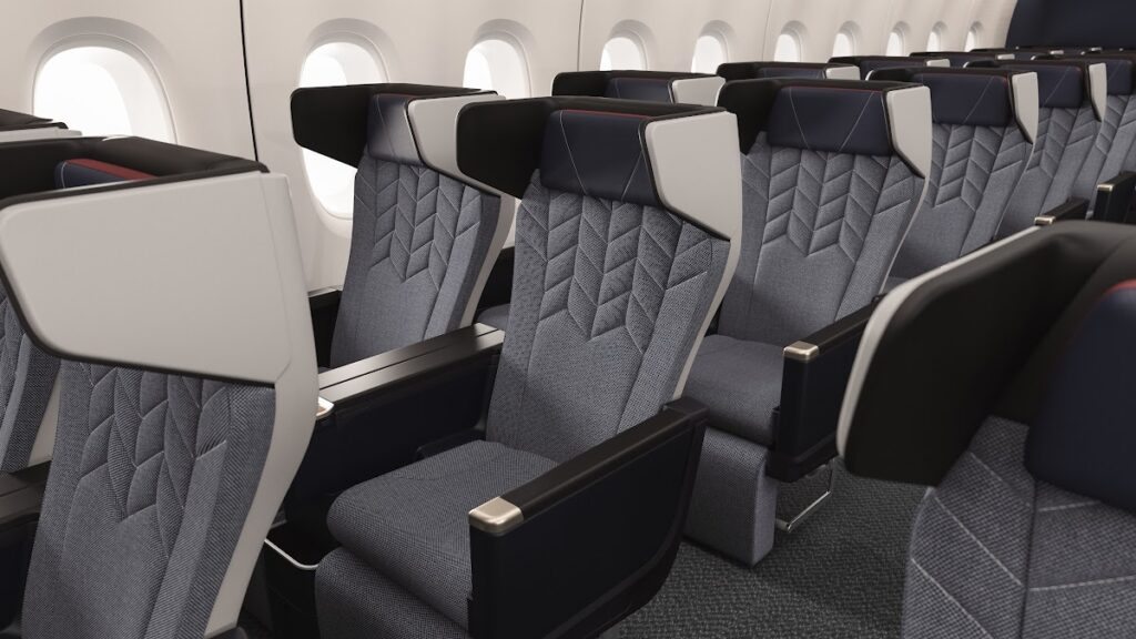 Economy cabin showing 88 removed World Traveller seats on A380