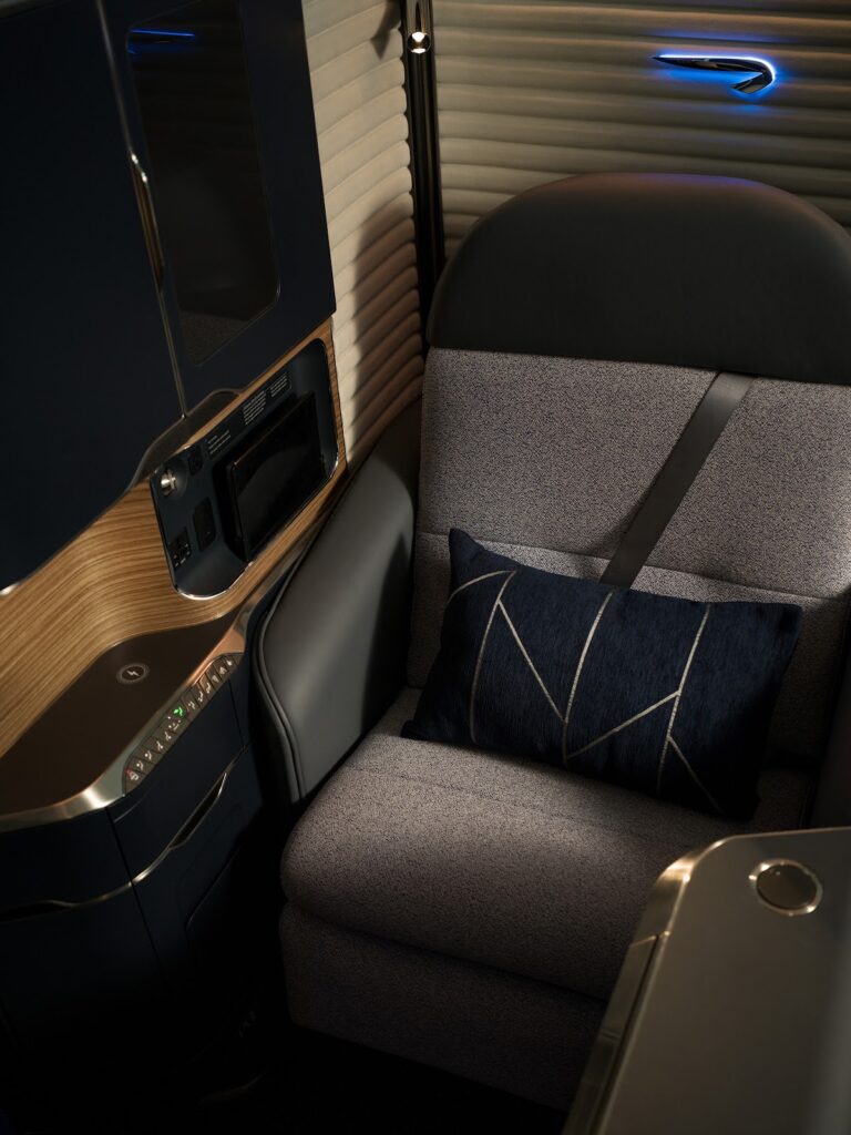 BA new First Class suite with privacy door and wardrobe