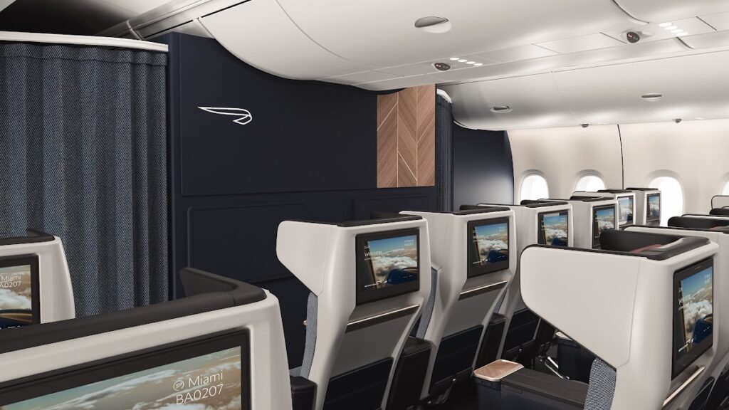 BA new First Class suite with privacy doors and cabin