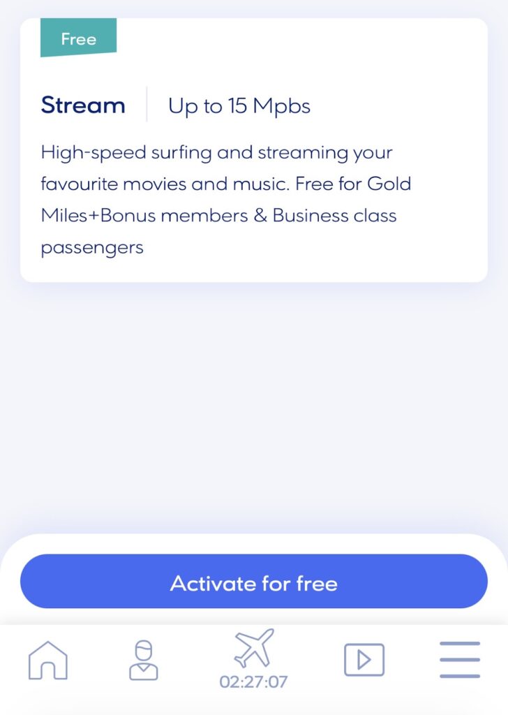 Aegean Airlines free internet streaming service business class benefit