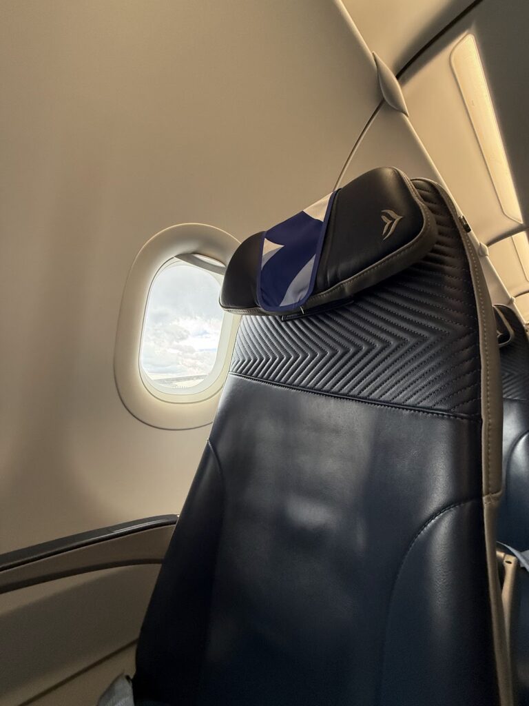 Aegean Airlines business class seat headrest and window