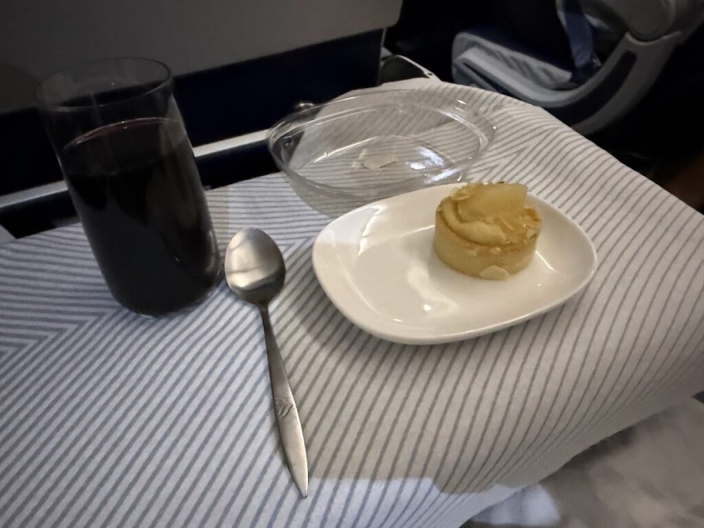 Aegean business class dessert and beverage service
