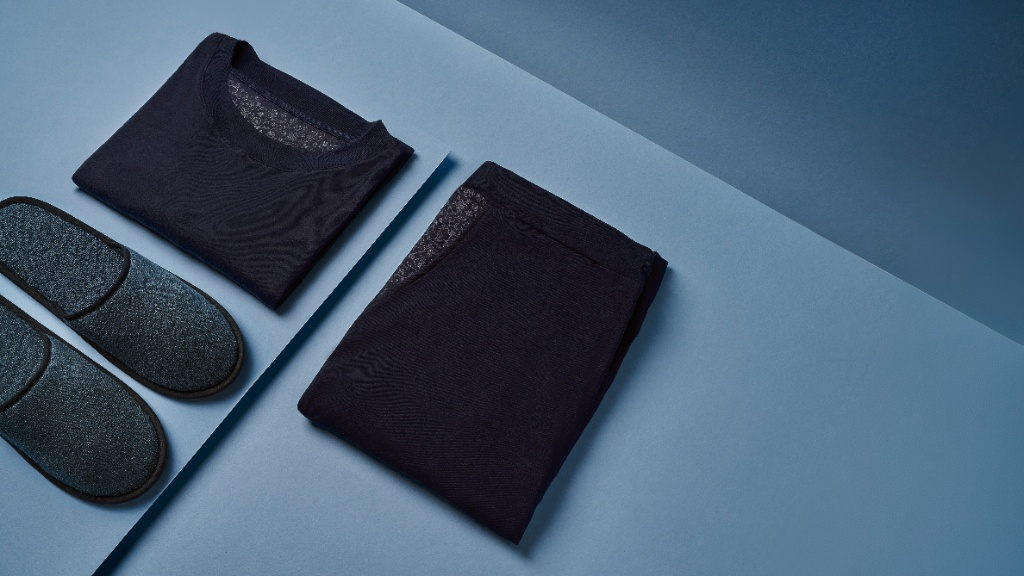Singapore Airlines bedding set including blanket, pillow, and eye mask